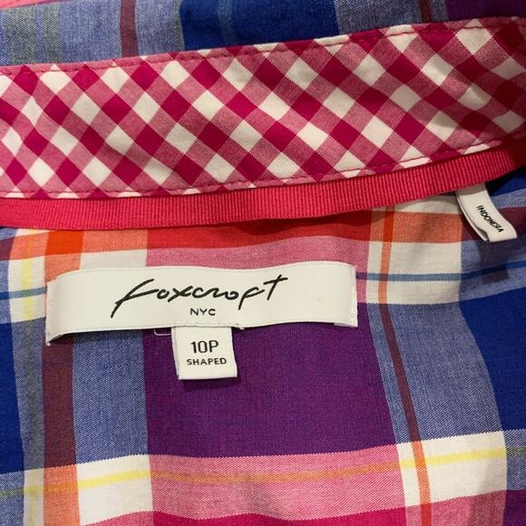 Foxcroft NYC Size 10 Petite Pink Blue Plaid Gingham - Picture 5 of 8